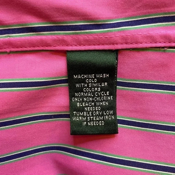 Lauren Ralph Lauren pink and blue stripped button down shirt size medium - Picture 6 of 7